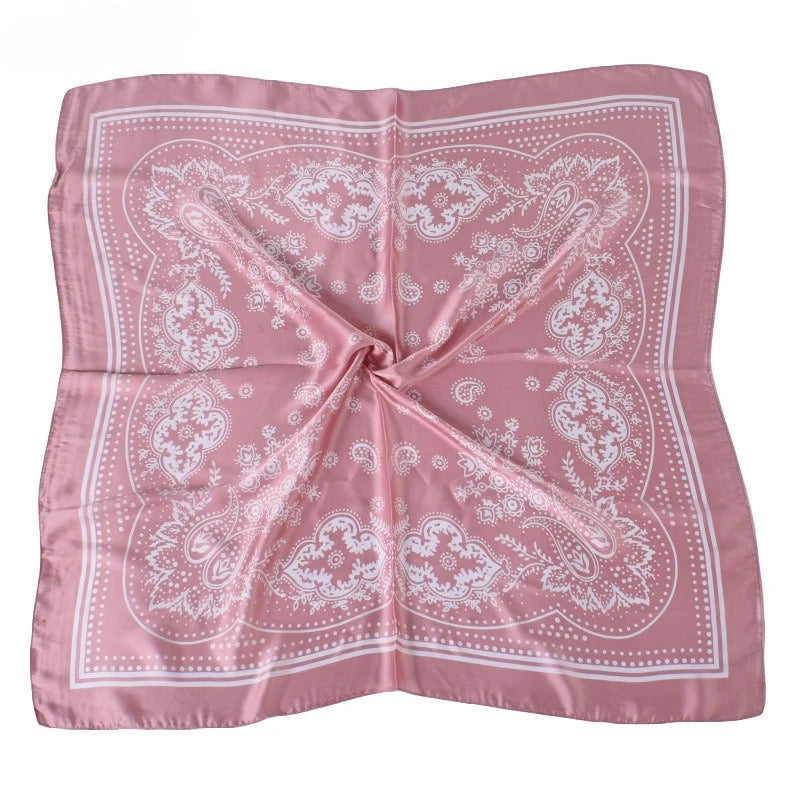 68cm Paisley Small Cashew Flower Scarf for Women Spring and Summer Thin Satin Square Scarf Retro Versatile Headscarf Shawl