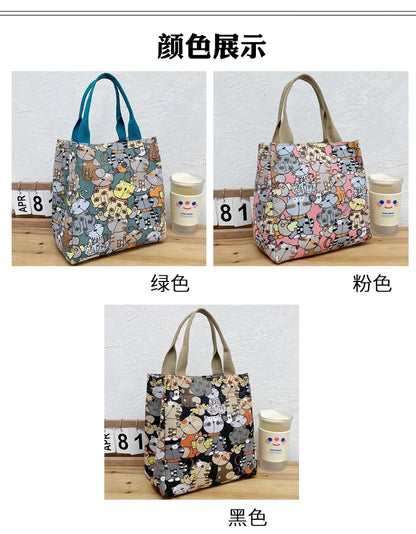 Fashionable Top-handle Bag with Cute Cat Pattern, Portable Mommy Bag for Women