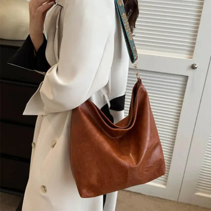 Women's Fashionable Solid Color Tote Bag, Casual Versatile Zipper Shoulder Bag for Daily Used, Trendy All-match Commuter Bag