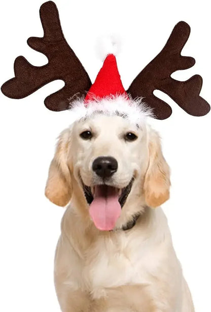 Christmas Decoration Pet Headwear Party Dress Up Antlers Hair Hoops Pet Supplies Christmas Hat Headbands Dog Elk Hair Hoops