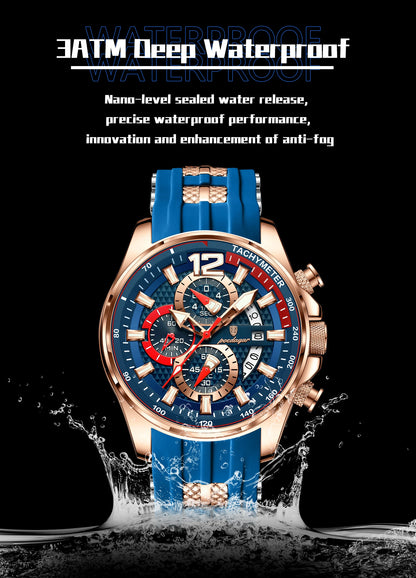 POEDAGAR Luxury Watch For Men Date Chronograph Luminous Waterproof Silicone Male Watch Fashion Sports Quartz Men's Watches Reloj