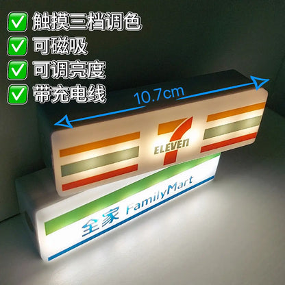 Hot Convenience Store Fridge Magnet Miniature Model Magnetic Attraction Decorate Night Light Atmosphere Light Glowing Signboard