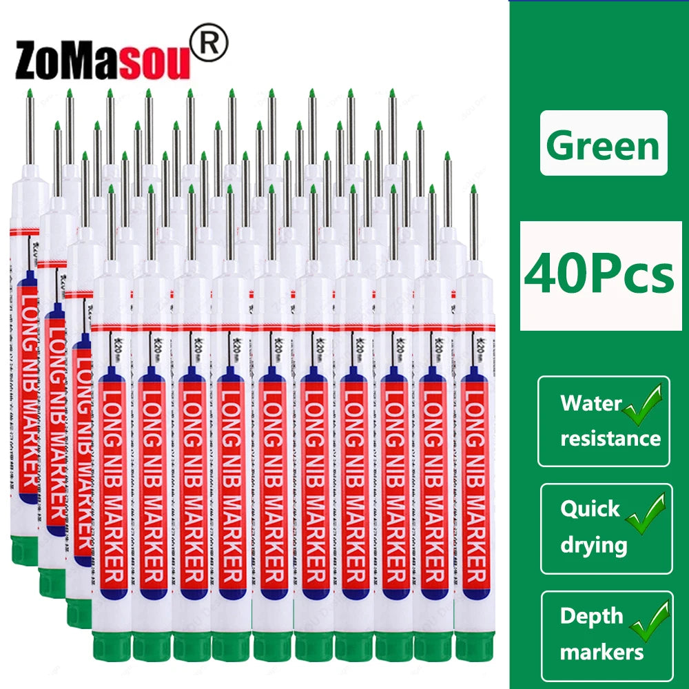 1-100Pcs 2cm Waterproof Long Head Markers Deep Hole Marker Pen for Metal Carpenter Red/Black/Blue/Green Ink Woodworking Tools