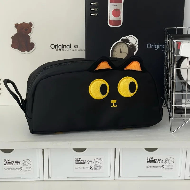 Cute 3D Black Cat Pencil Case-Large Capacity Polyester School Supplies,Cute Cat Lover Gift for Students & Office (Paw Design)