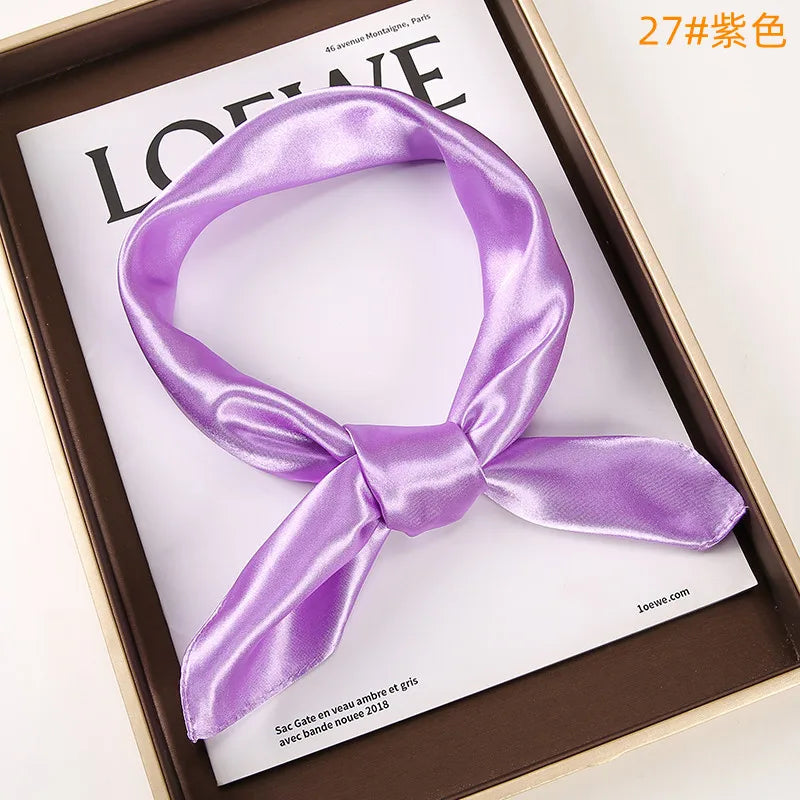 New Solid 60x60cm Square Scarf Single Imitation Silk Bright Light And Satin Performance Scarves Party Gift