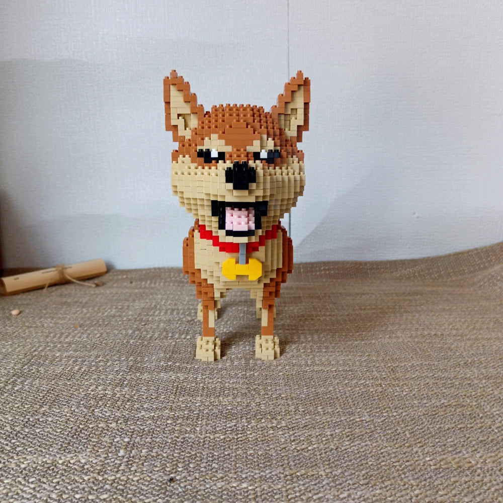 KNEW BUILT Shiba Inu Dogs Model Micro Mini Building Blocks: Educational Recreation Toys for Pet Lover Gifts and Husky Decor