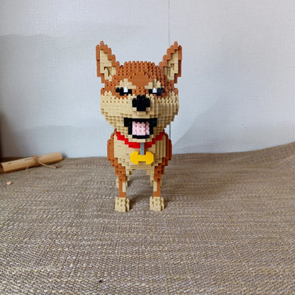 KNEW BUILT Shiba Inu Dogs Model Micro Mini Building Blocks: Educational Recreation Toys for Pet Lover Gifts and Husky Decor