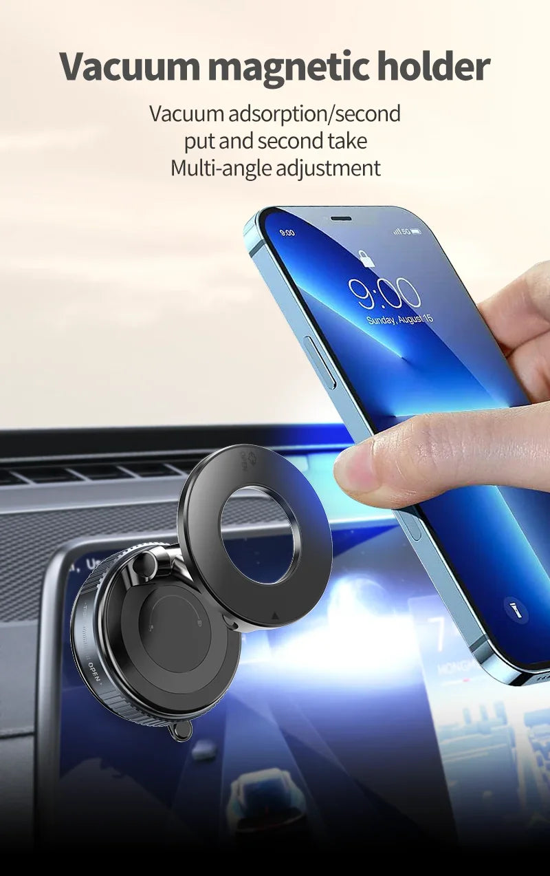 Vacuum Magnet Phone Bracket Multi-angles Adjustment Strong Magnetic Suck Design Foldable Car Holder For iphone Navigation Stand