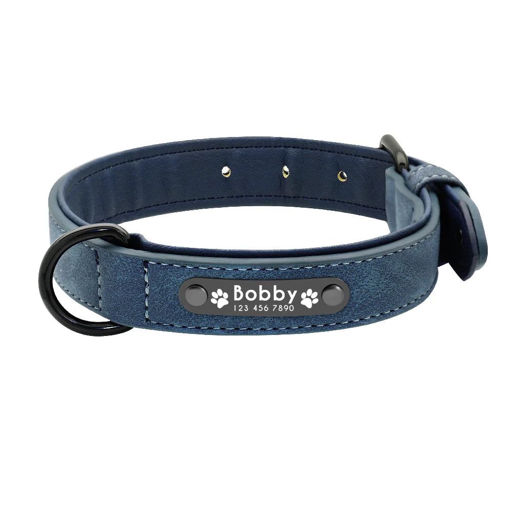Custom Leather Dog Collar Leash Personalized Pet Collars and Leash Set Durable Leather Collar Lead for Small Medium Large Dogs