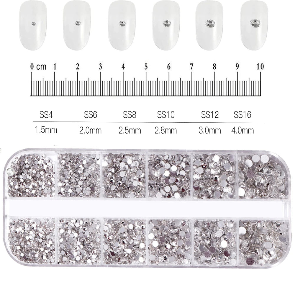 12Grids Mixed Mini Christmas Gems Nail Charms 2mm Luxury Crystal Nail Glitter Rhinestone Red/Green Flatback Christmas Nail Parts