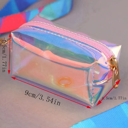 1pc Holographic Reflective Dog Poop Bag Dispenser - Colorful Iridescent Waste Bags for Walks Easy-Carry Design for Pet Owners