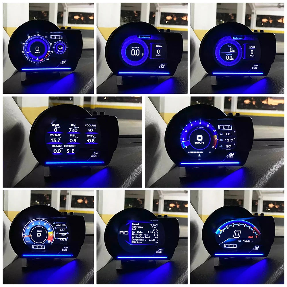 Newest A501 Car Head Up Display OBD2 Smart Car HUD Turbo Gauge Digital Odometer Security Alarm Water&Oil Temp RPM Auto Meter