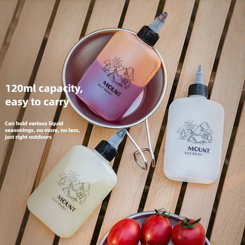 Outdoor Camping Oil Dispenser Bottle 120ml Leakproof Vinegar Jar Squeeze Bottle with Twist Top Cap HDPE for Cooking Grilling