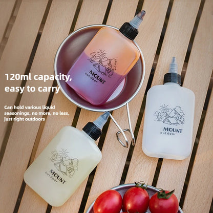 Outdoor Camping Oil Dispenser Bottle 120ml Leakproof Vinegar Jar Squeeze Bottle with Twist Top Cap HDPE for Cooking Grilling
