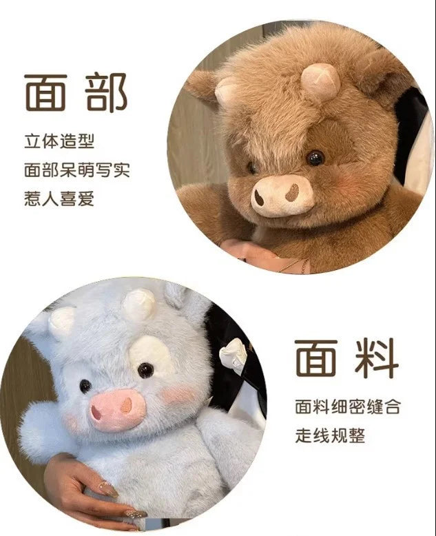 Cute Highland Cow Plush Doll 45-60cm Soft Stuffed Animal Running Calf Toy Companion Pillow Holiday Gift Home Decoration Ornament