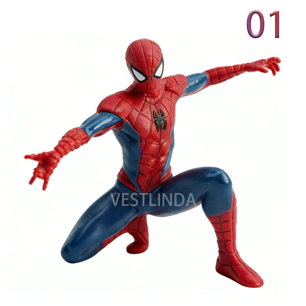 1/4PCS Superhero Spiderman Marvel Model 7-9 cm Action Doll Mini Avengers Toy Collection Ornaments Around Game Christmas Surprise
