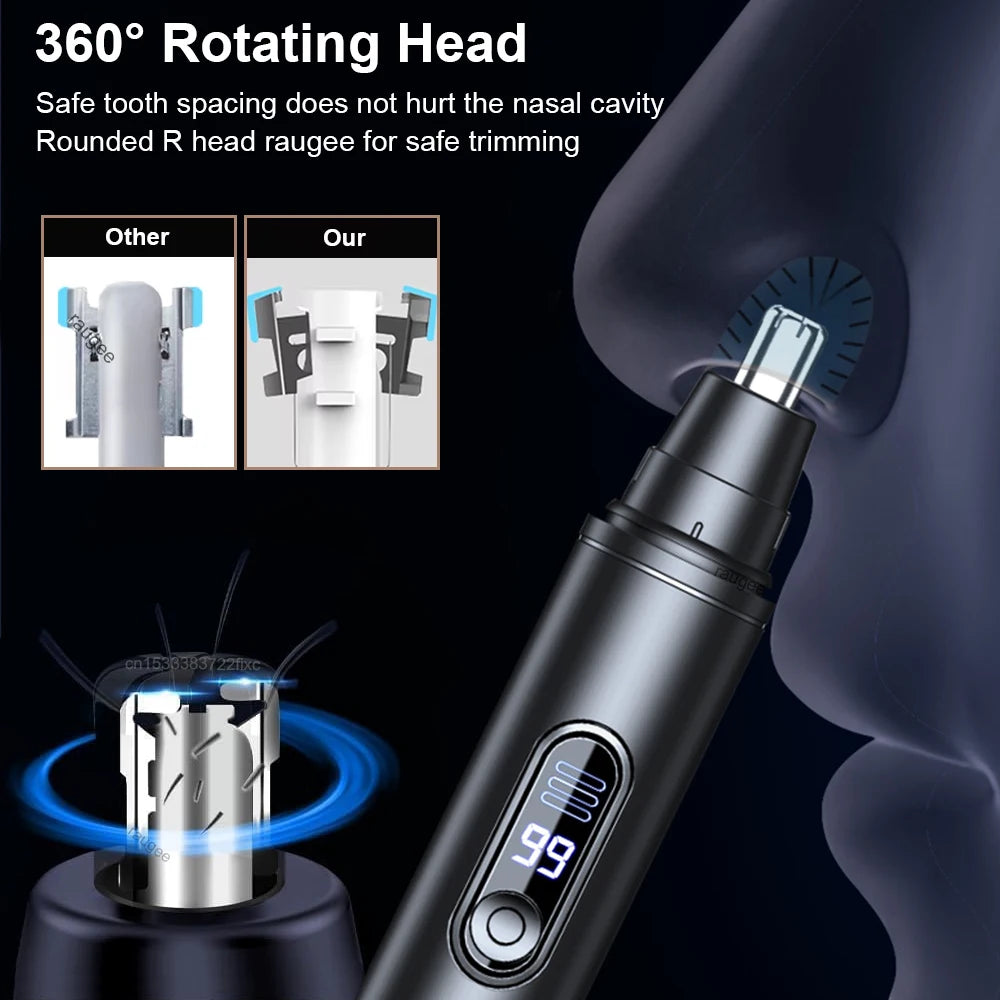 Nose Hair Trimmer Mini Portable Electric Nose Hair Clipper Rechargeable Automatic Shaving Nose Eyebrow Ear Painless Hair Remover
