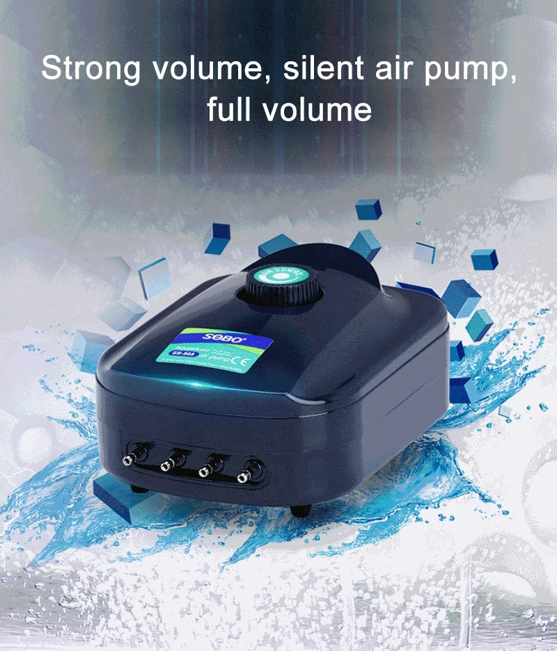 SOBO Silent Aquarium Oxygen Air Pump Fish Tank Adjustable Air Volume High Power Oxygenator Air Compressor Aerator 220v