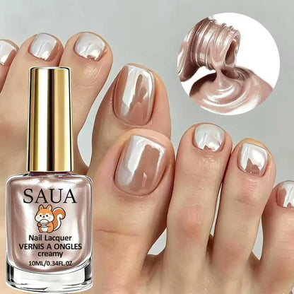 10ML Champagne Color Nail Polish, Fast-Drying, No UV Lamp Needed, Pearl Cream Texture, High Gloss,For Daily Use and Parties