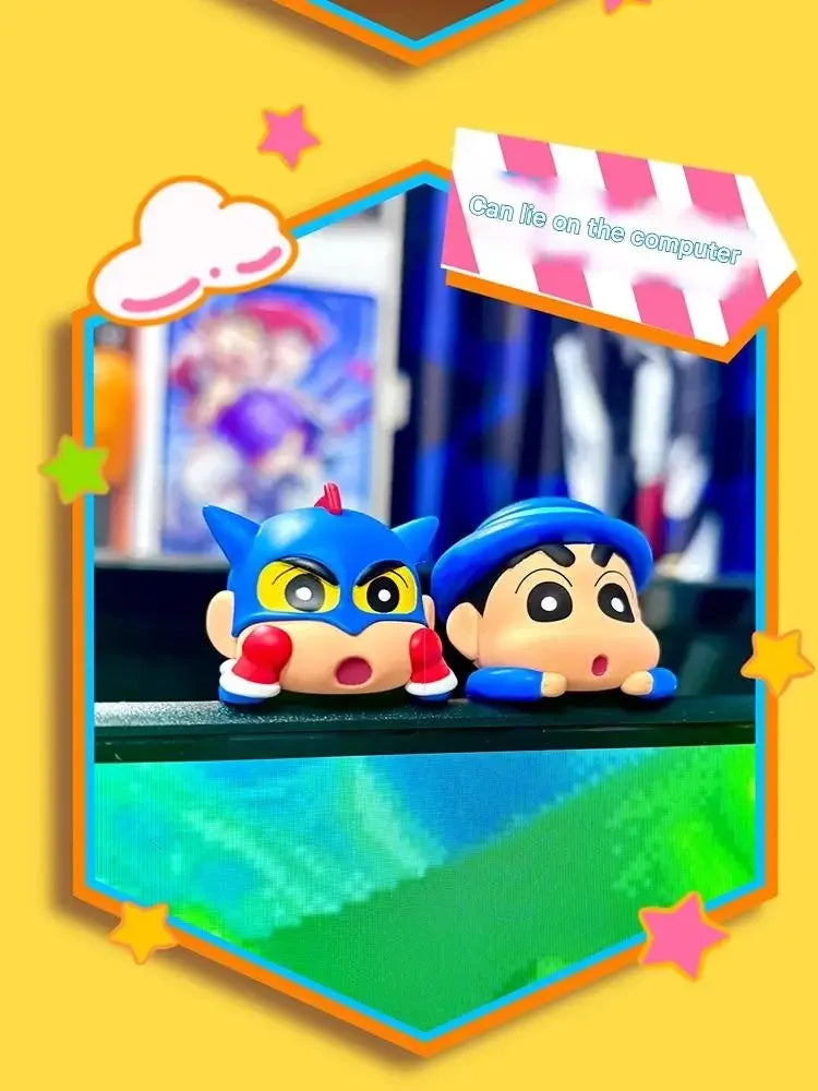 Kucikuji Original Crayon Shin Chan Blind Boxs Toys Kawaii Figures Anime Model Mobile Phone And Computer Screen Car Ornament Toys
