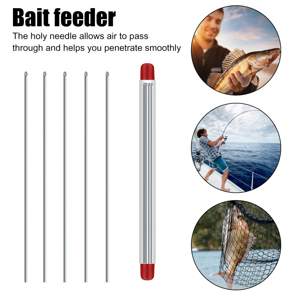 5-20Pcs Earthworm Hooking Needle Stainless Steel Earthworm Gas Needle Portable Hollow Fishing Worm Penetrating Driller Fish Tool