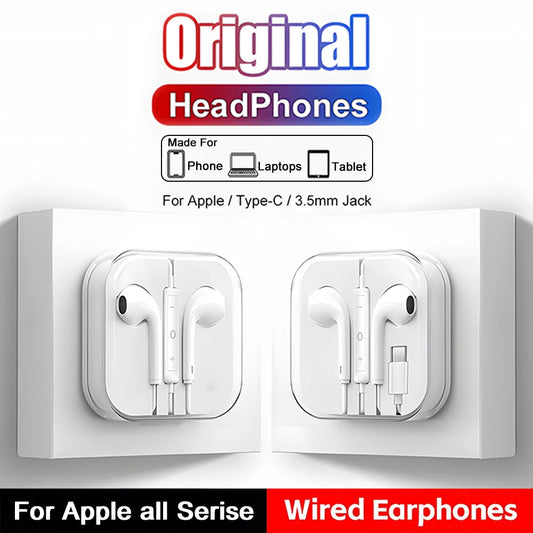 Original Earbuds For iPhone 17 Air 16 15 Pro Max Headphones Type C Wired Earphones For Apple iPhone 14 13 12 11 Pro Max Headset