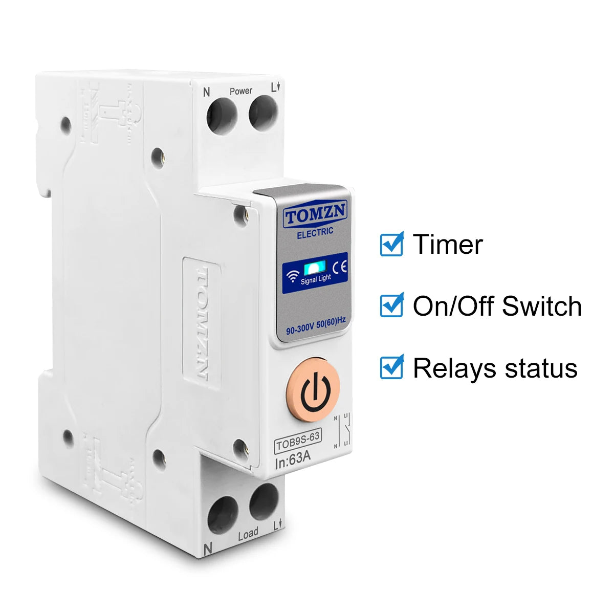 TUYA smartlife 63A TOMZN 1P+N WIFI Smart Switch Energy Meter Kwh Metering Monitoring Circuit Breaker Timer Relay MCB