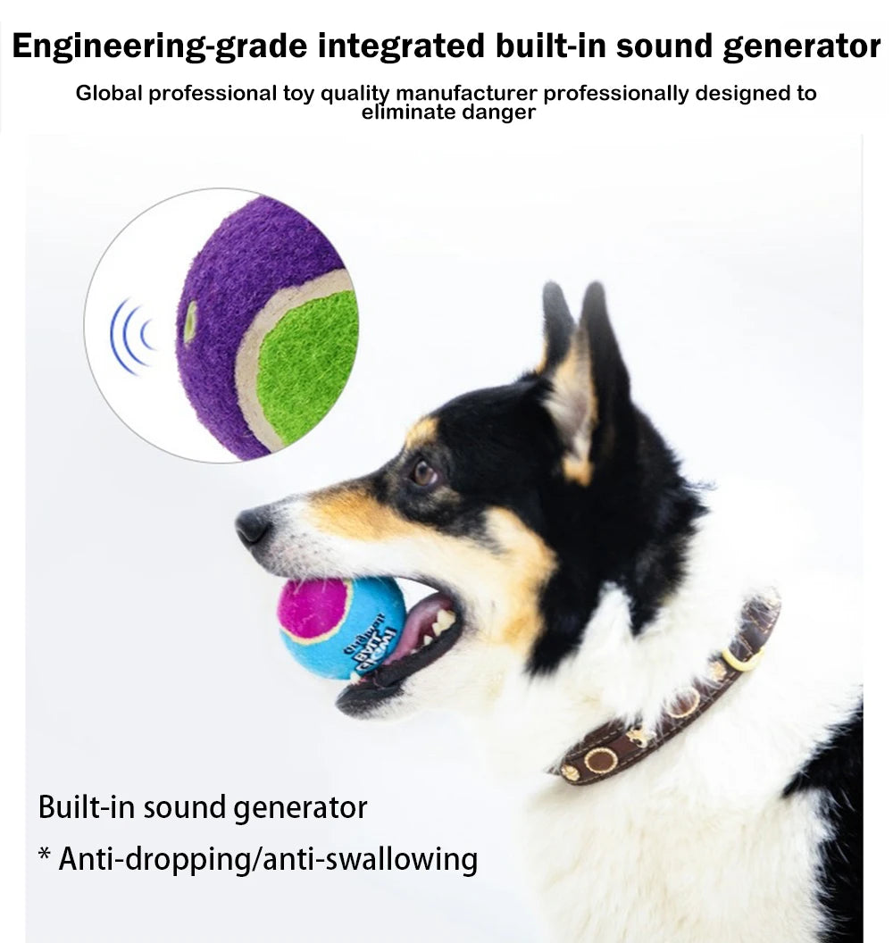 Pet Dog Squeaky Tennis Ball Interactive Dog Toys High Bounce Sound Rubber Ball  for Small Medium Dogs Training Outdoor Play Ball