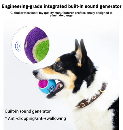Pet Dog Squeaky Tennis Ball Interactive Dog Toys High Bounce Sound Rubber Ball  for Small Medium Dogs Training Outdoor Play Ball