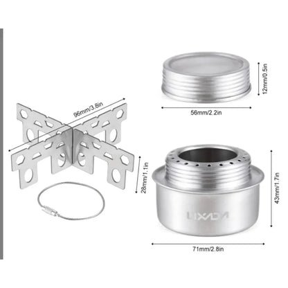 Portable Mini Aluminum Alloy Alcohol Camping Stove with Lid for Outdoor Hiking and Backpacking