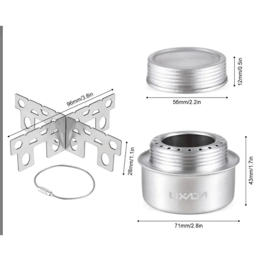 Portable Mini Aluminum Alloy Alcohol Camping Stove with Lid for Outdoor Hiking and Backpacking