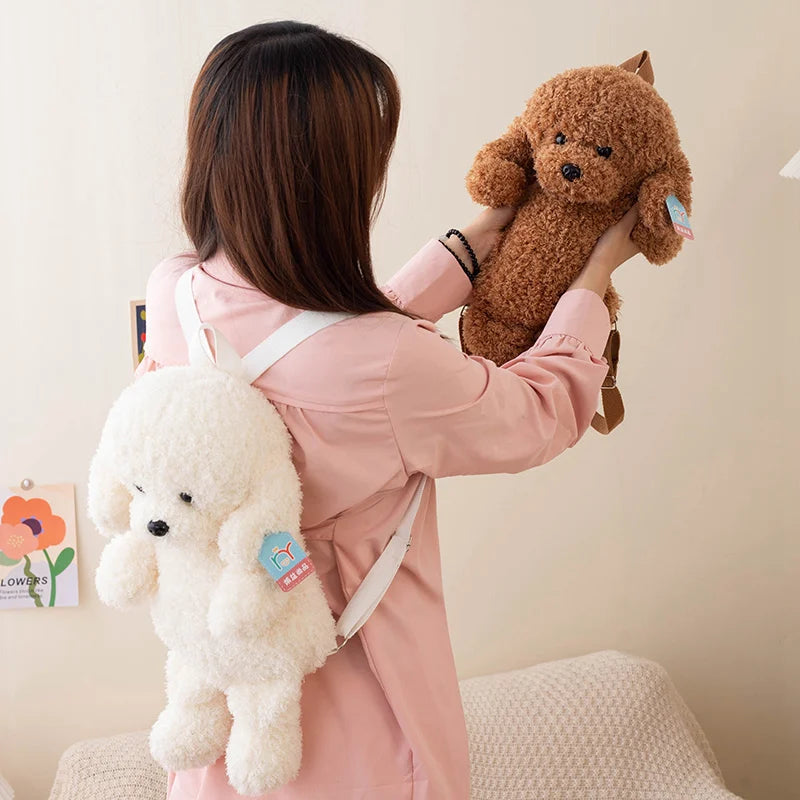 Cute Teddy Dog Backpacks Stuffed Animal Poodle Bag Girls Shoulders Bags Plush Student Schoolbags Backpack Puppy Toys for Boy