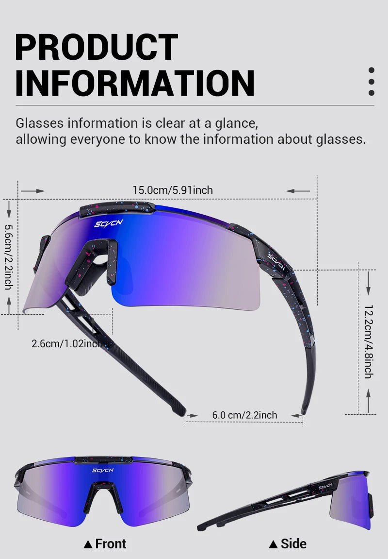 SCVCN New Men Bicycle Sunglasses Women Outdoor Cycling Glasses MTB Driving Bike Eyewear Sports Running Hiking UV400 Goggles
