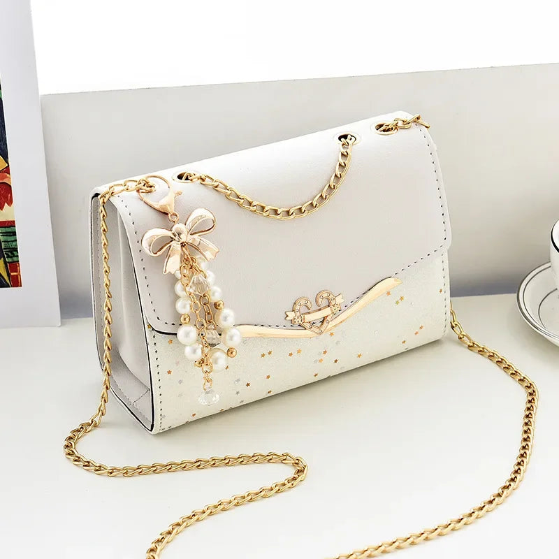 Crossbody women's bag with pendant chain Korean version ins fashion and versatile premium shoulder bag