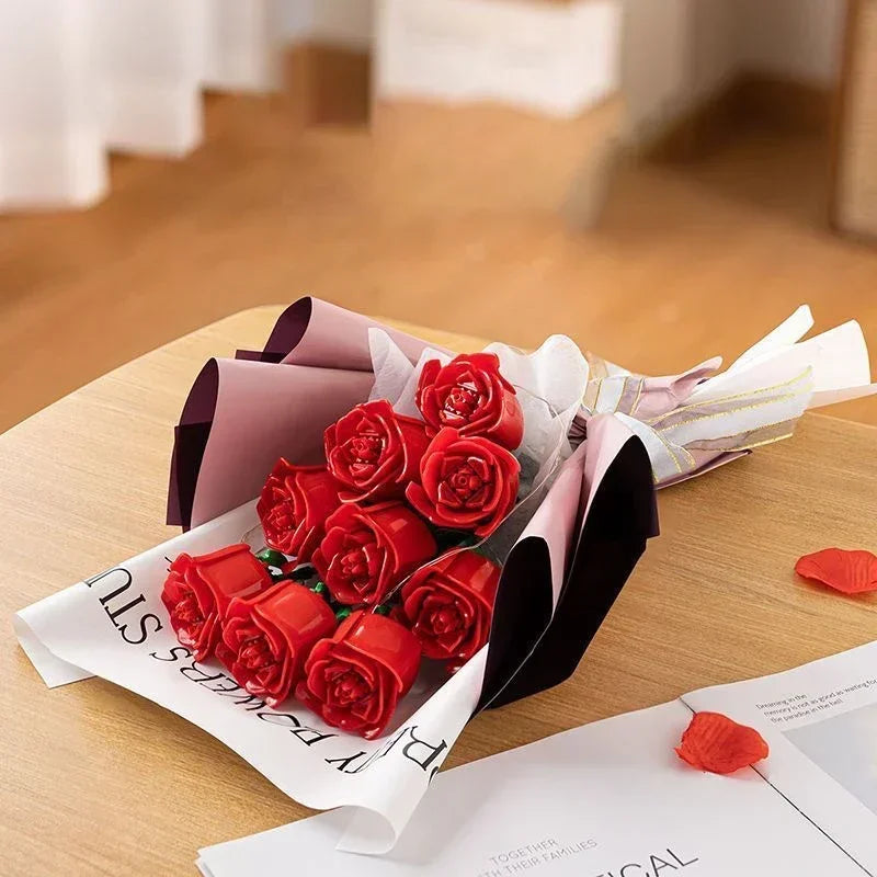 KNEW BUILT DIY Rose Flower Arrangement Building Block Toys-Enjoy Life,Loved by Girl,Create Your Favorite Bouquet,Home Decoration