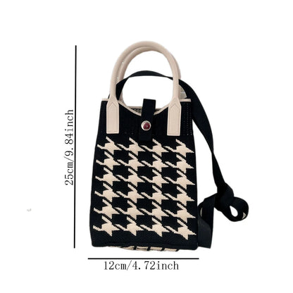 Knitted Crossbody Phone Bag Fashionable Casual Handbag Adjustable Shoulder Strap Small Niche Single Shoulder Handbag