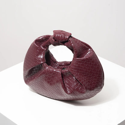 Vintage Faux Leather Woven Pattern Handbag, Knotted Crescent Bag, Pleated Cloud Bag, Women's Party Dress, Burgundy Wallet, Elegant Evening Bag (Random Pattern)