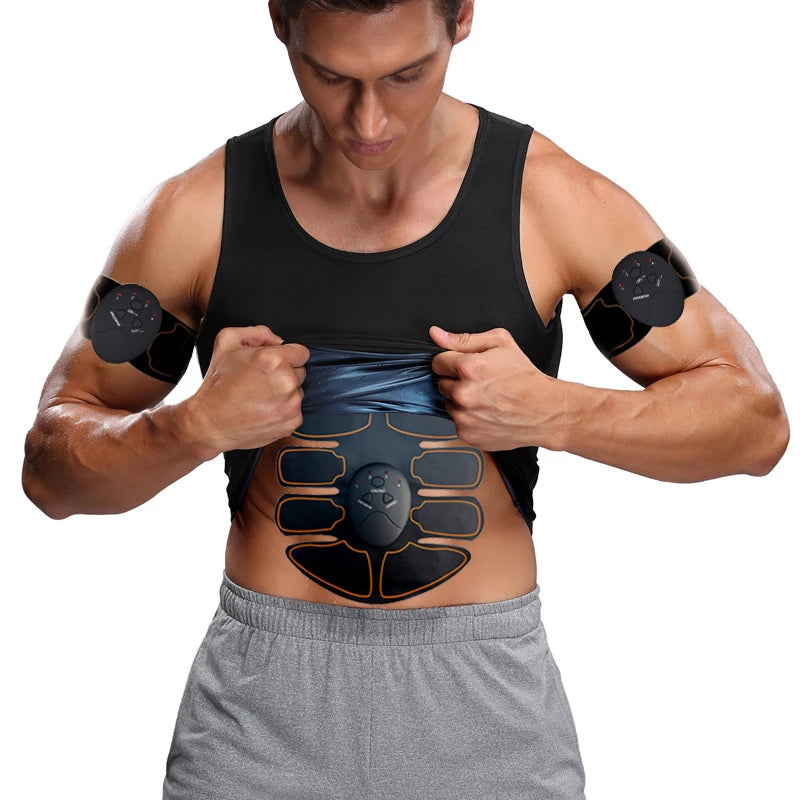 New EMS Muscel Stimulator Abdominal Arm Leg Neck Trainer Muscle Toner Body Training Slimming Massager Fitness Use With Battery