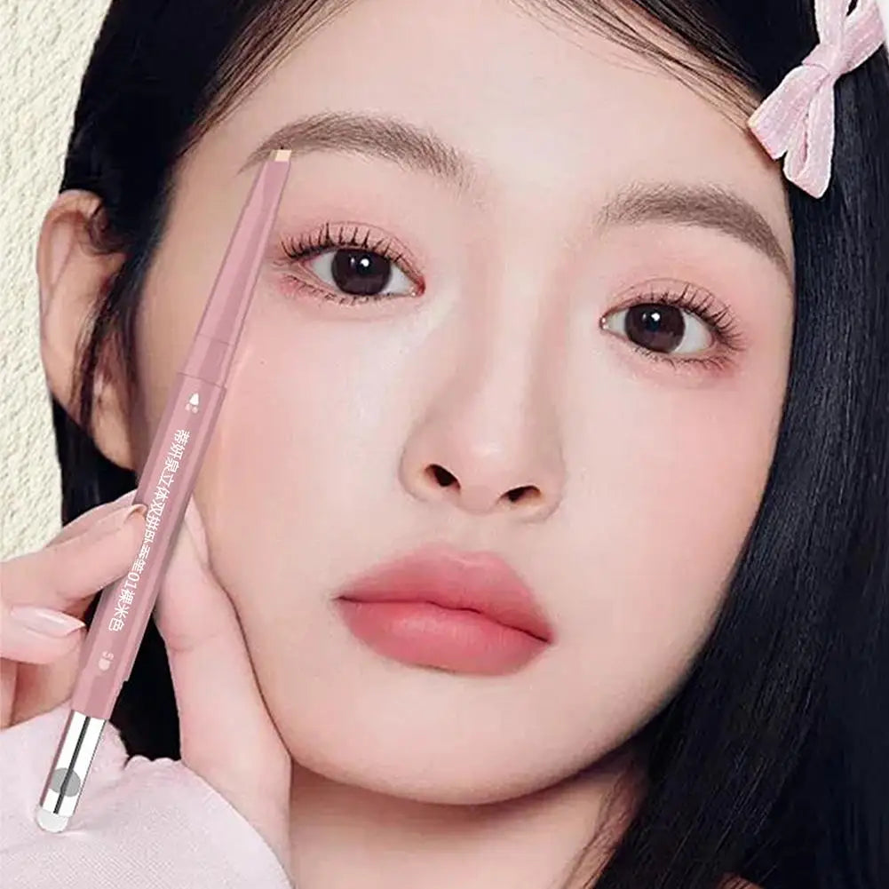 2 In 1 Double Ended Lying Silkworm Pen Two-tone Natural Under Eye Highlighter & Shadow Stick For Korean Makeup