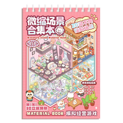 Mr Paper 45Pcs Scenes Cartoon Landscape Sticker Book Forest Village DIY 3D Sticker Cabin Scene Pocket Birthday Gift For Planner