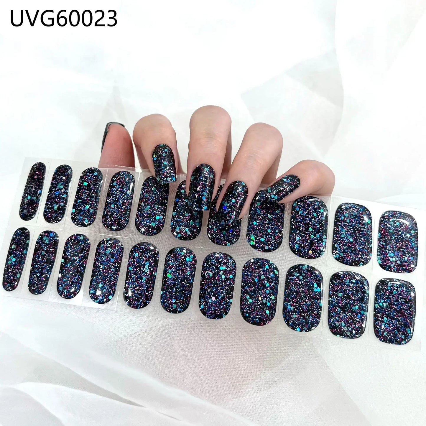 16/20/22Tips Semi-Cured Gel Nail Wraps Full Cover Manicure DIY Waterproof Long Lasting Gel Nail Stickers set for UV Lamp Need
