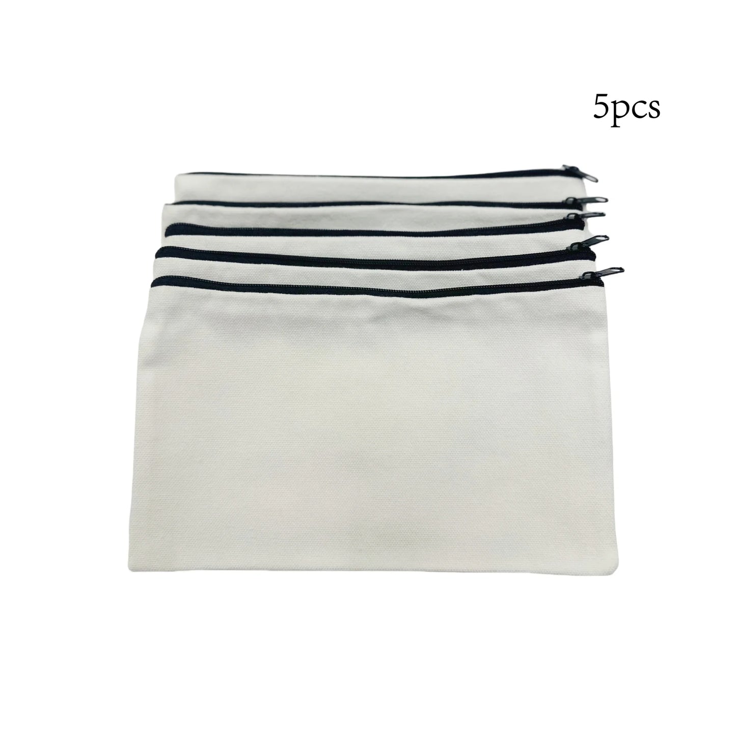 5pcs Blank Canvas Zipper Pouch Bulk, Makeup Bag Pencil Case For Cosmetic & DIY Crafts, Independence Day