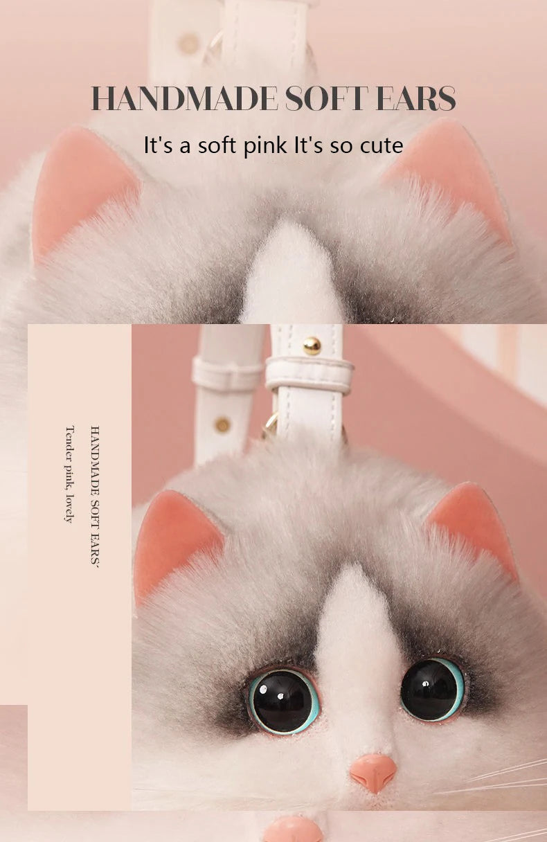 New Cute Popular Cat Small Bag Smooth Hand Feeling Not Easy To Lose Hair Hundred Mobile Phone Net Red Chain Crossbody Bag