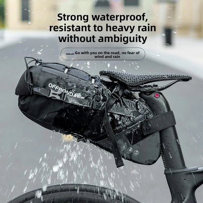 OFFBONDAGE Bicycle Saddlebag Waterproof 15L Large Capacity Bike Bag Cycling Tail Bag MTB Foldable Rear Bag Bike Road Luggage