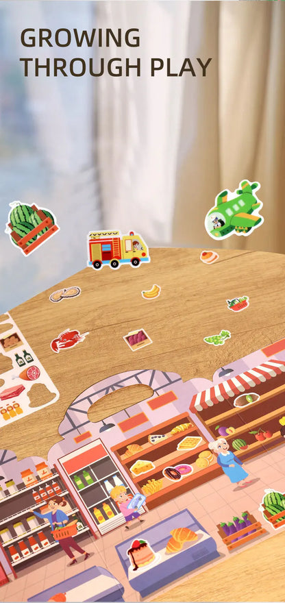 1 Book Jelly Sticker Book Quiet Book DIY Fun for Children's Scene Stickers Repeatedly Paste Puzzle Sticker Book