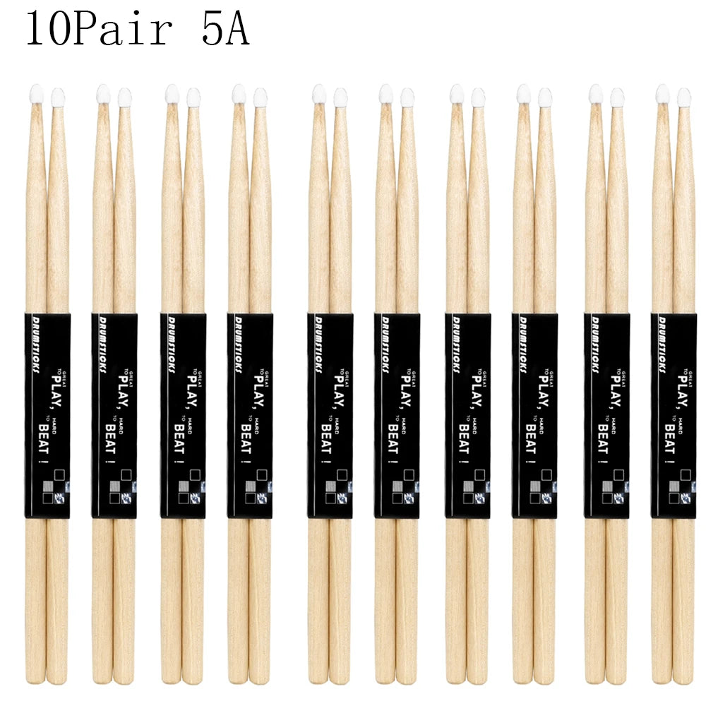 IRIN 1/5/10 Pairs 5A/7A Premium Maple Drumsticks Mallets Ideal for All Ages Durable Practice Drum Sticks for Jazz and Percussion