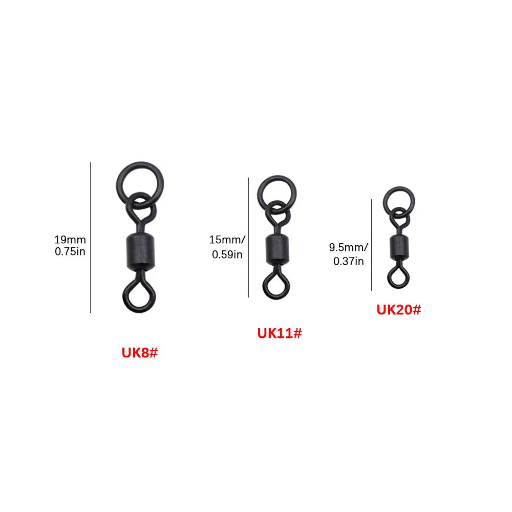 20pcs Carp Fishing Accessories Flexi Rolling Swivels Chod Rig Hair Rig Quick Change Hooklink Ring Swivels For Fish Tackle