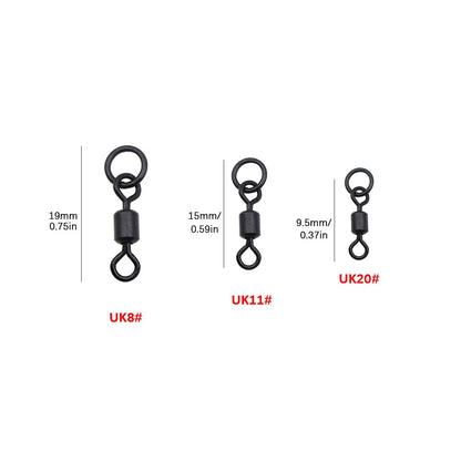 20pcs Carp Fishing Accessories Flexi Rolling Swivels Chod Rig Hair Rig Quick Change Hooklink Ring Swivels For Fish Tackle