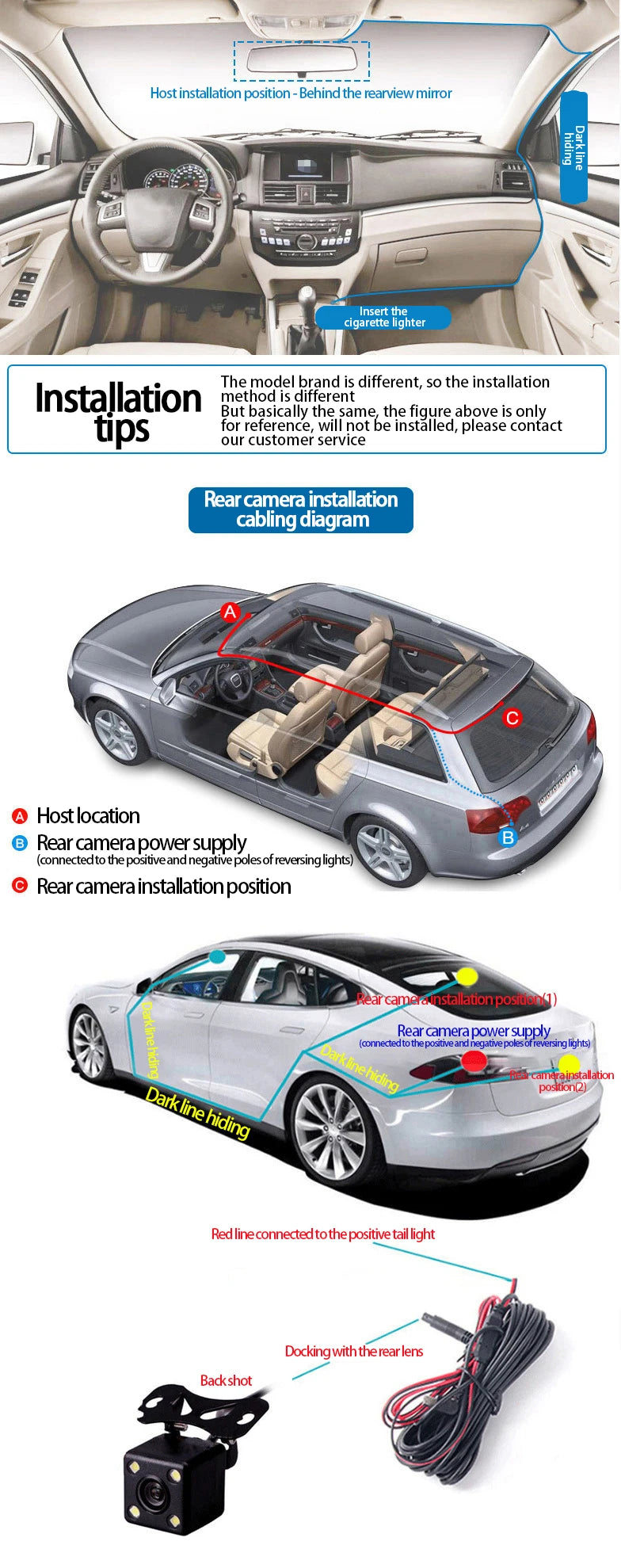 3LENS WIFI Dash Cam Car Camera 1080P Video Recorder Car DVR 2Len Front Options Rear View Camera Night Vision Car Accessories