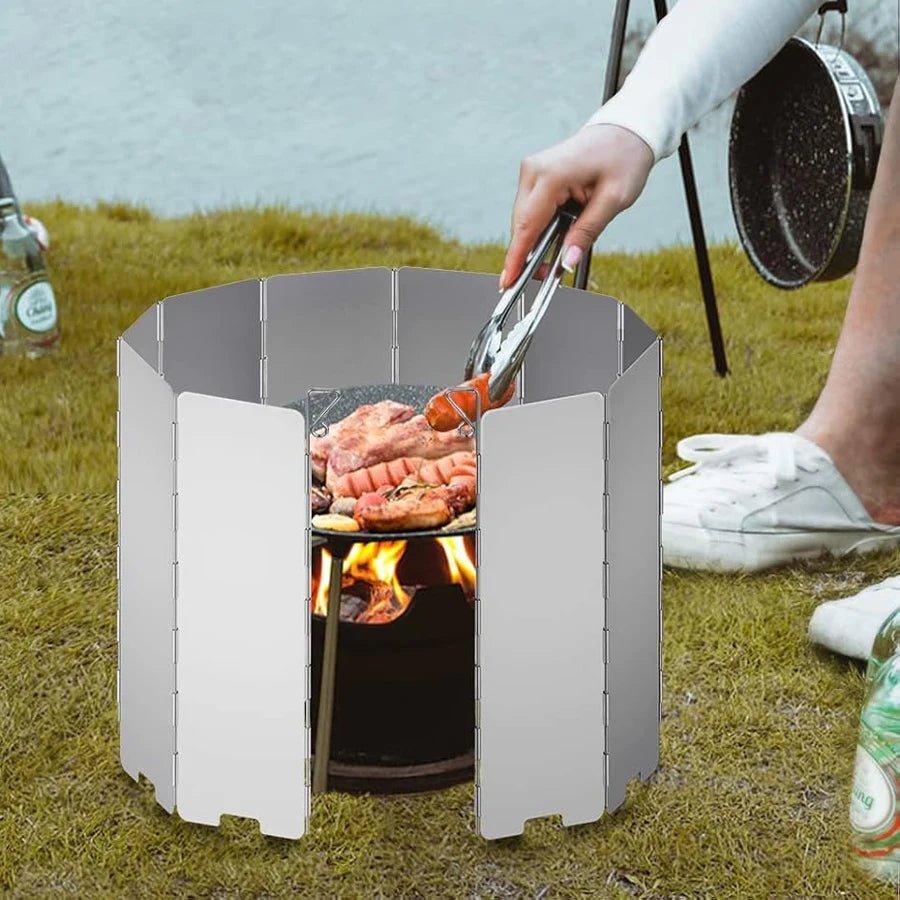 YANBIGUO Tall Stove Windscreen-Gas/Butane Burner Windshield-Aluminum Camping Stove Compact Folding,Outdoor Cooker Wind Shield